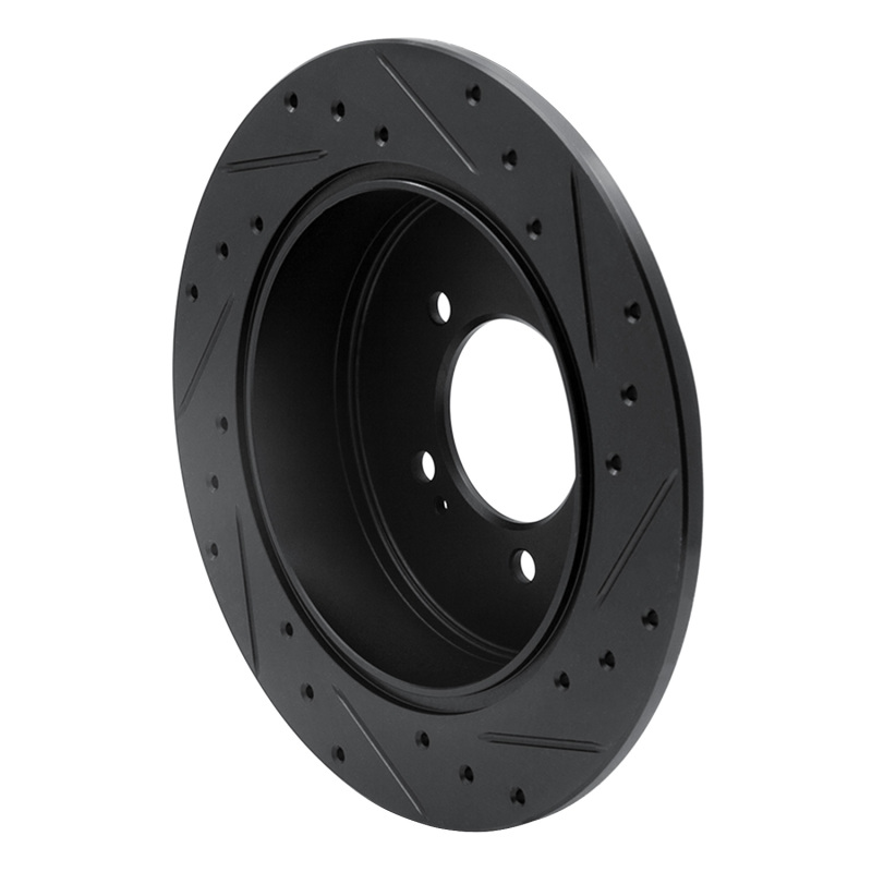 Mitsubishi Outlander Brake Rotor (1) - Rear Left - R1 Concepts - Drilled & Slotted - Black - `07-`15